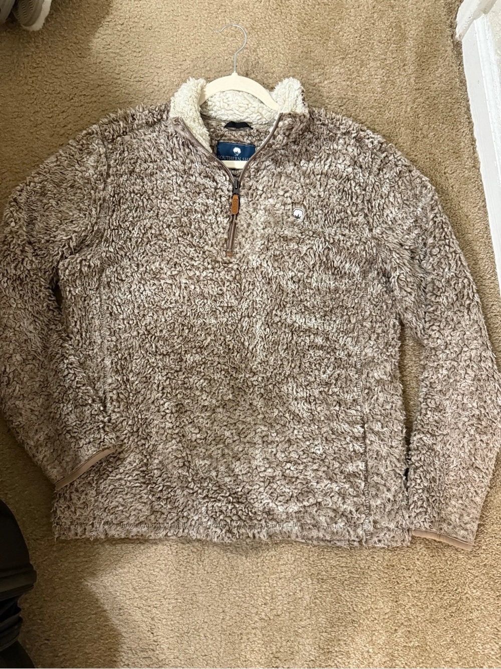 The Southern Shirt Company Cozy Sherpa Half-Zip Pullover - Taupe